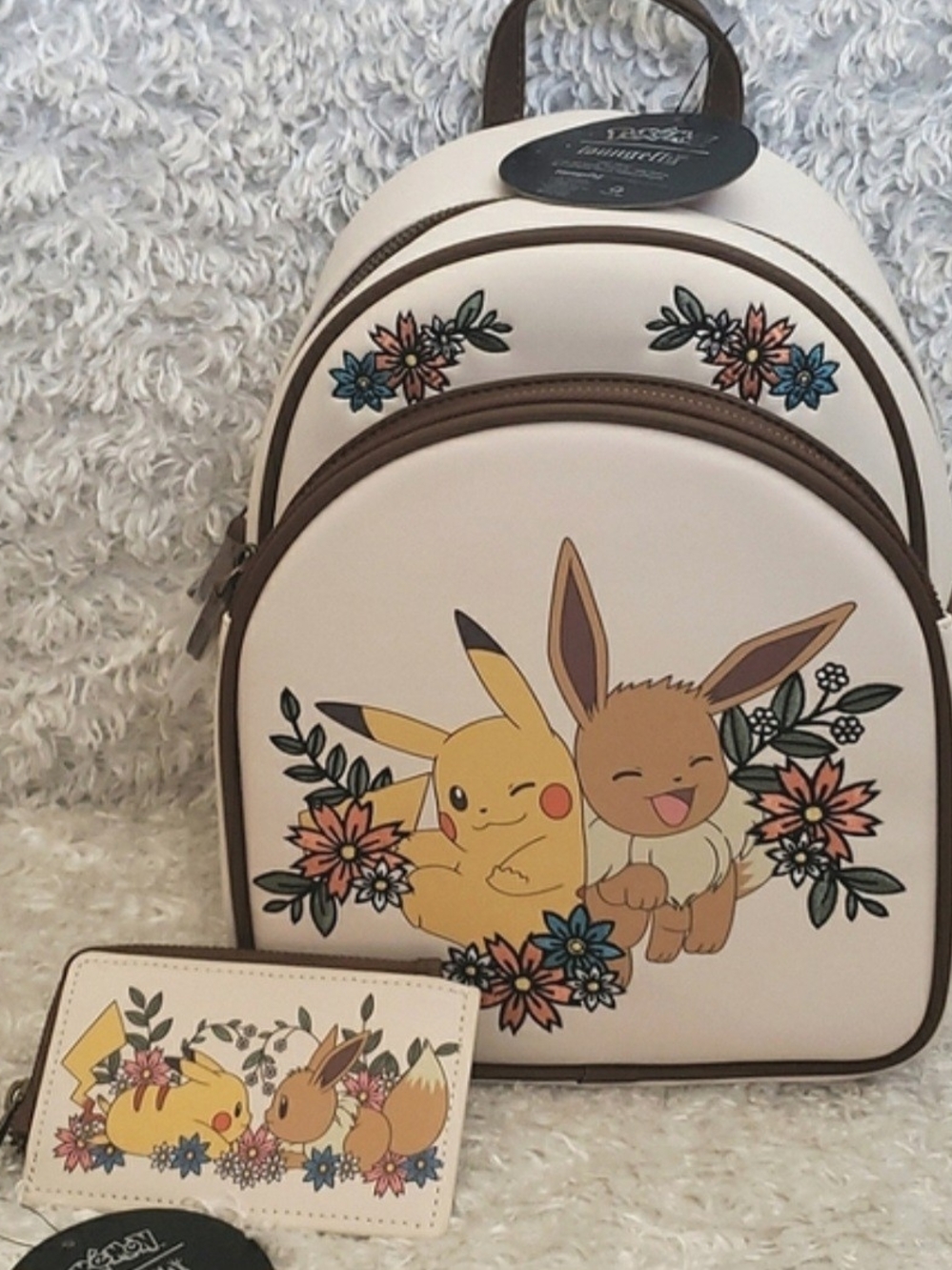 Loungefly Pokemon Pikachu & Eevee Floral mini Backpack And Coin Purse